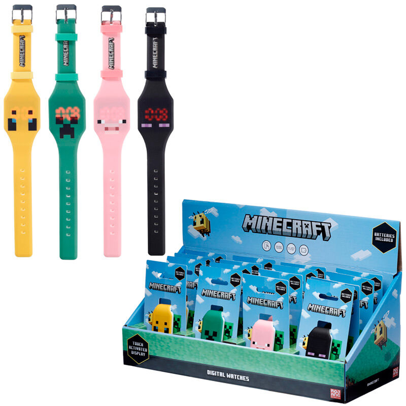 Reloj digital Minecraft con pantalla táctil y diseño pixelado - 2