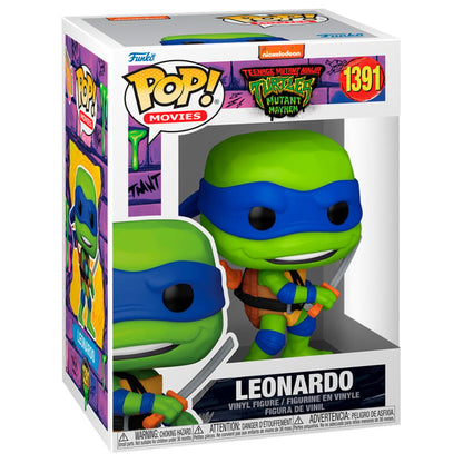 Figura Funko POP! de Leonardo de Tortugas Ninja con máscara azul en su caja