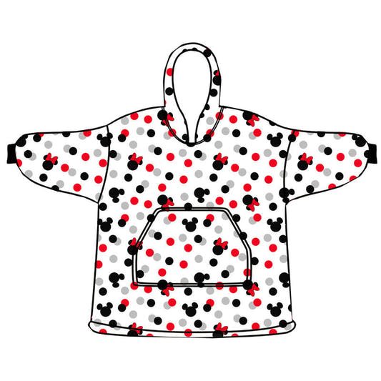 Bata sudadera oversize infantil de Minnie Disney con capucha y estampado de lunares