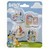 Blister con 4 gomas de borrar de Bluey con personajes