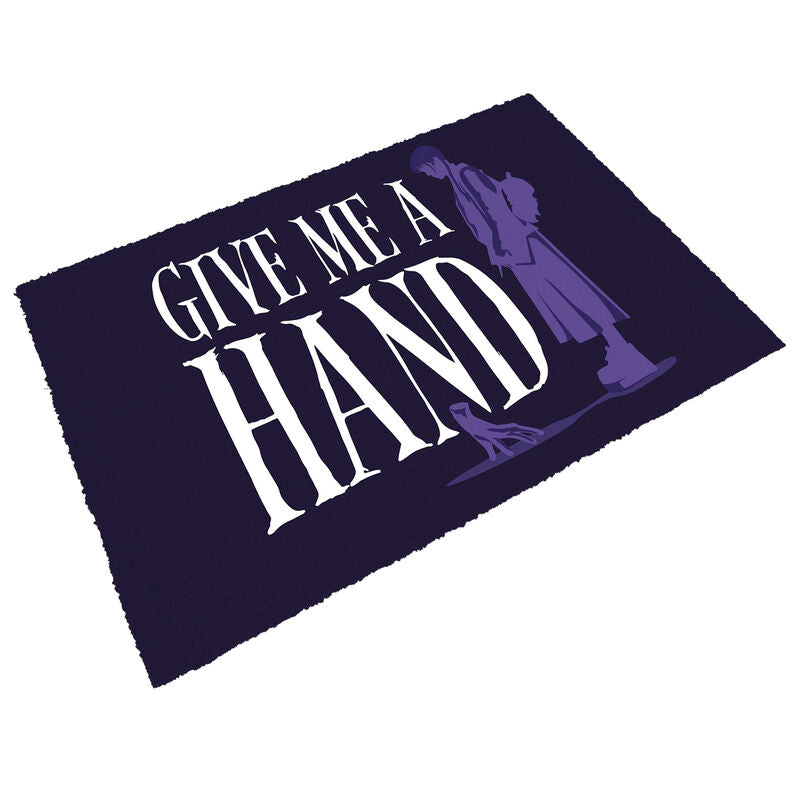 Felpudo Give Me a Hand de Miércoles con ilustración de Wednesday y la mano