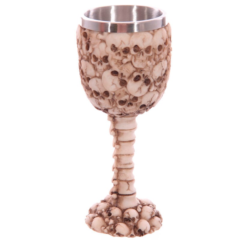 Copa decorativa PUCKATOR con calaveras y tallo de columna vertebral - 3