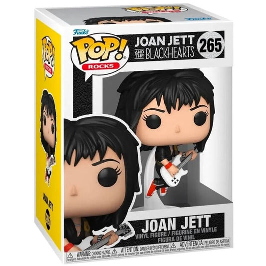 Figura Funko POP! Rocks de Joan Jett con guitarra eléctrica blanca en caja con ventana