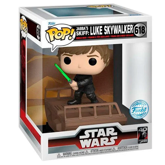 Figura Funko POP Deluxe de Luke Skywalker con sable verde sobre base escénica de Star Wars - 2