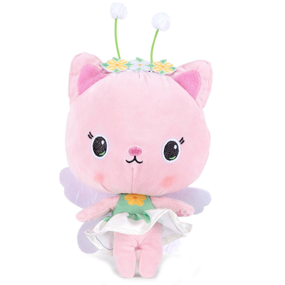 Peluche rosa de Hadigata de Gabby's Dollhouse con alas lilas y vestido floral