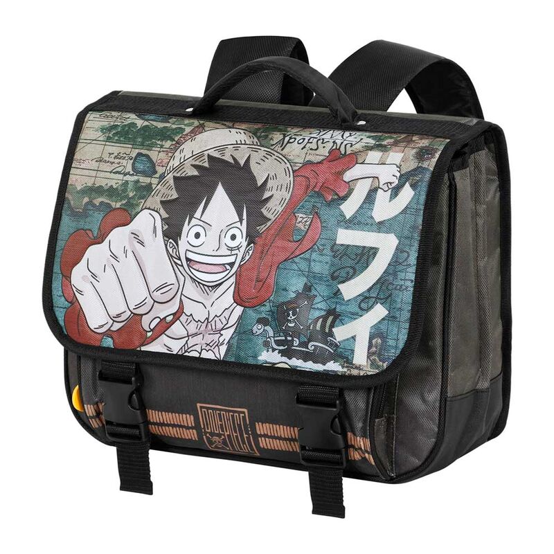 Mochila cartera escolar One Piece Map con Luffy - 4