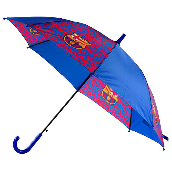 Paraguas automático azul y rojo del F.C. Barcelona con asa de gancho