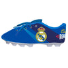 Portatodo azul del Real Madrid con forma de bota de fútbol