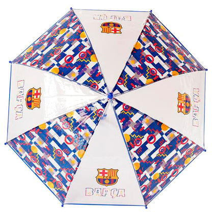 Paraguas infantil transparente del F.C. Barcelona con asa azul - 2