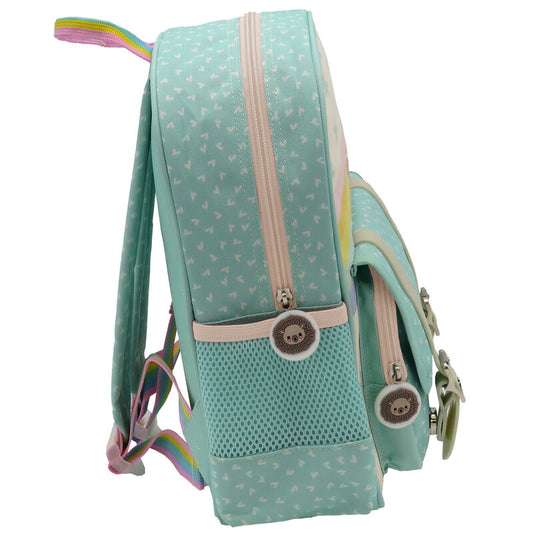 Mochila Bosque Kawanimals verde menta con animales y arcoíris - 2