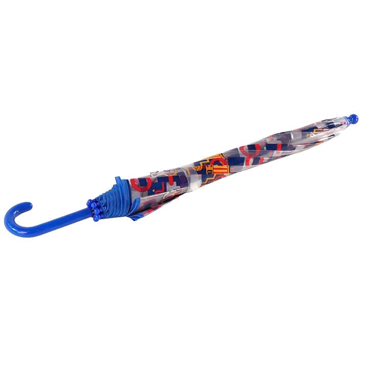 Paraguas infantil transparente del F.C. Barcelona con asa azul - 4