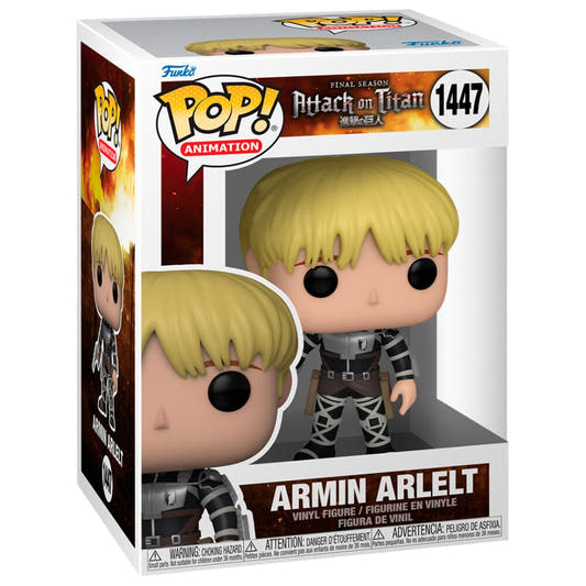 Figura Funko POP! de Armin Arlert de Attack on Titan en caja