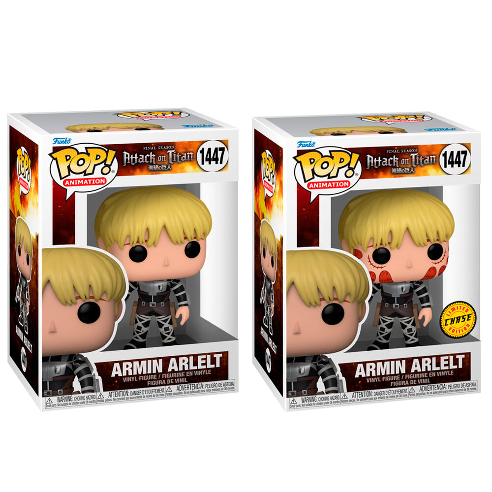Figura Funko POP de Armin Arlelt de Attack on Titan en caja