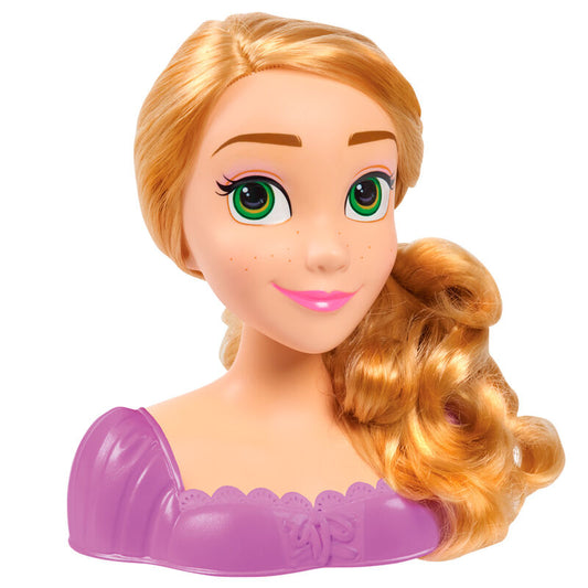 Busto de Rapunzel Disney con melena dorada y vestido morado