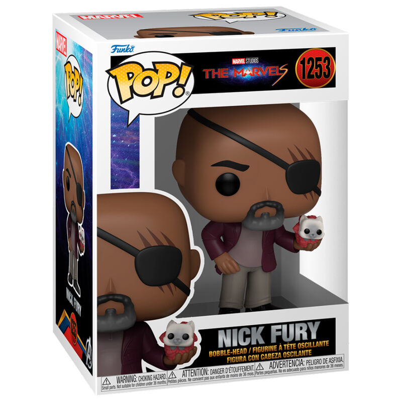 Figura Funko POP! de Nick Fury con parche y gato blanco - 2