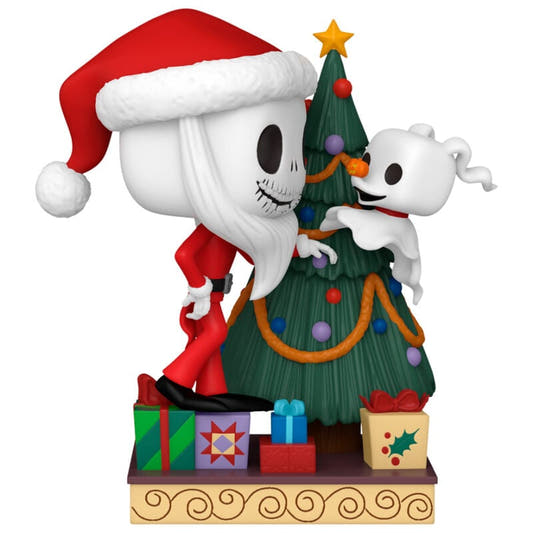 Figura Funko POP Deluxe de Jack Skellington y Zero con árbol de Navidad