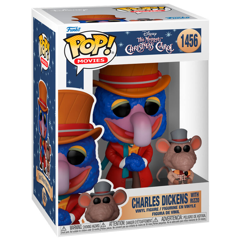 Figura Funko POP! de Charles Dickens con Rizzo en caja de The Muppet Christmas Carol