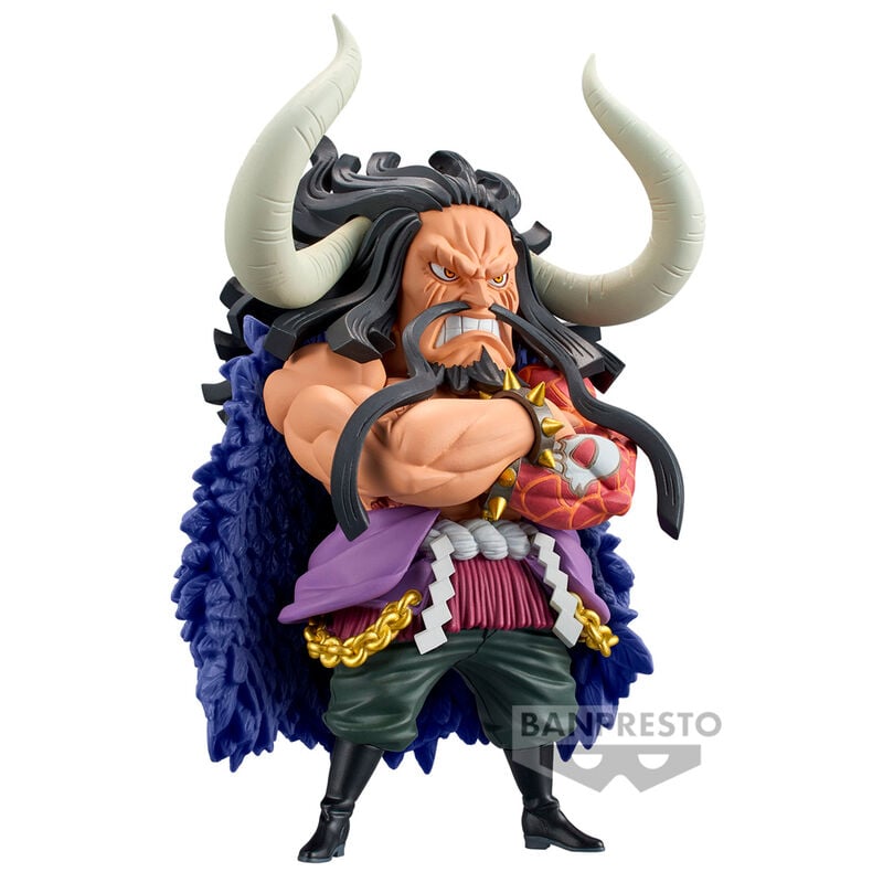 Figura de Kaido of the Beast de One Piece con cuernos y brazos cruzados