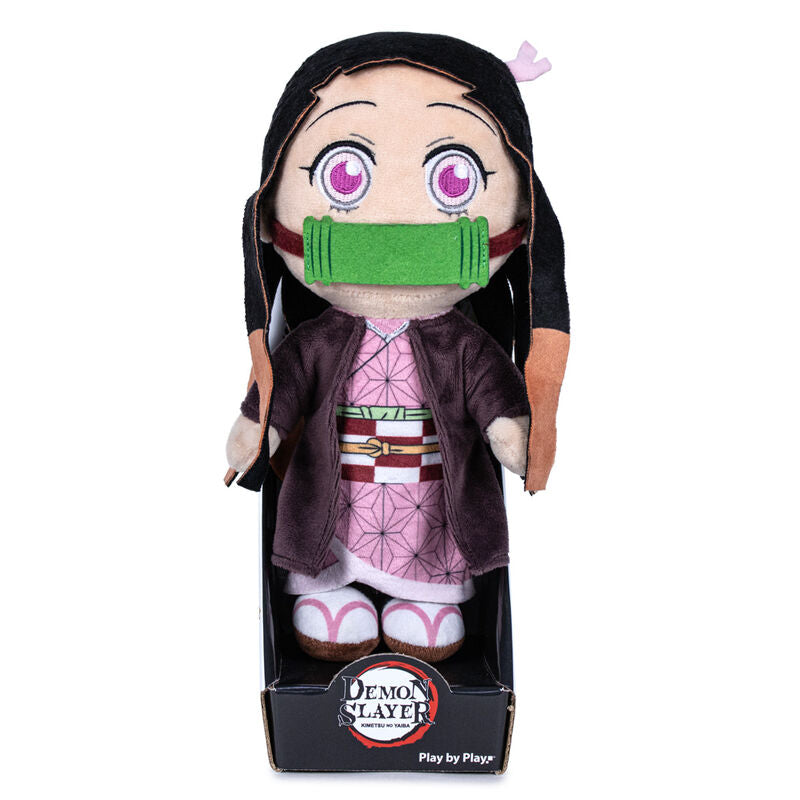 Peluche de Nezuko Kamado de Demon Slayer con kimono rosa