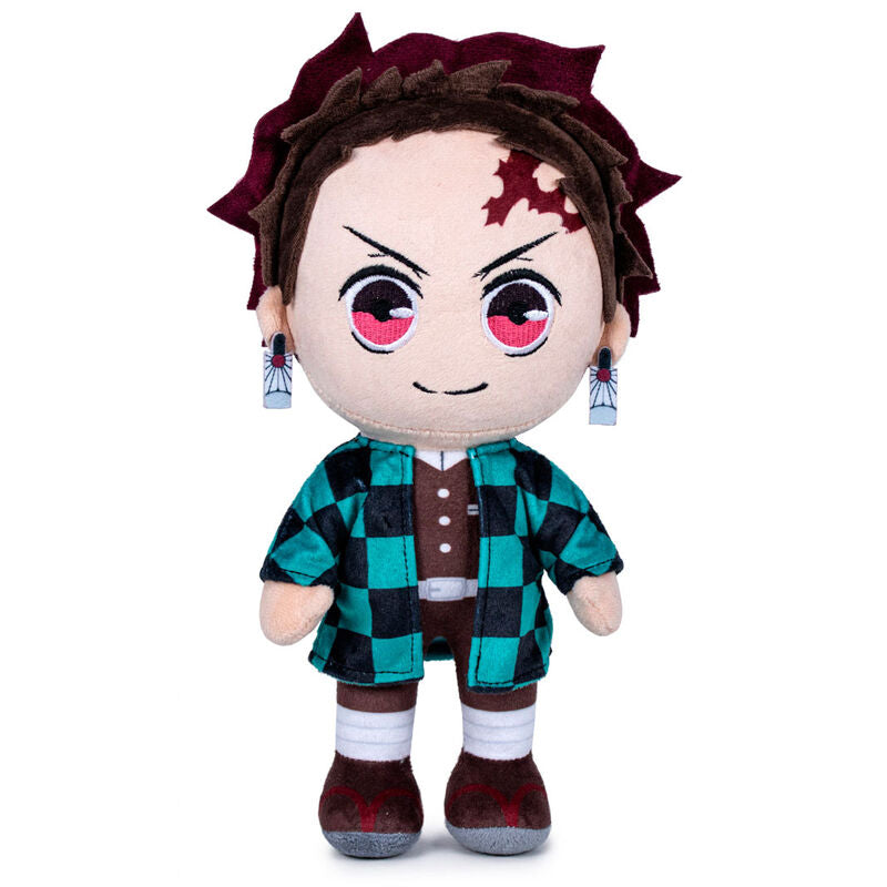 Peluche de Tanjiro Kamado de Demon Slayer con haori de cuadros