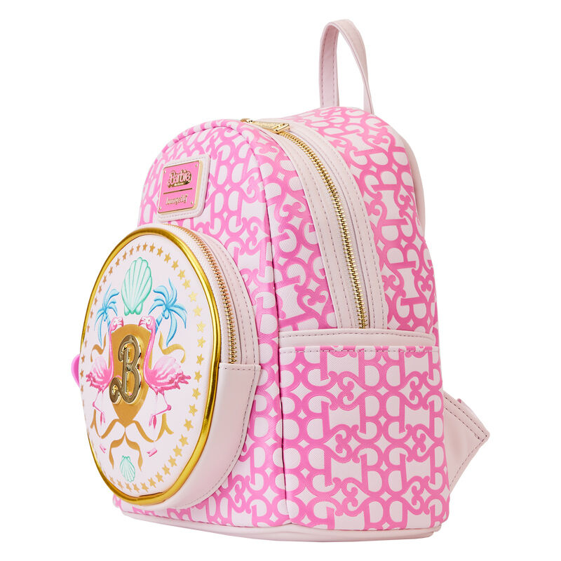 Mochila rosa Barbie Loungefly con flamencos y detalles dorados - 3