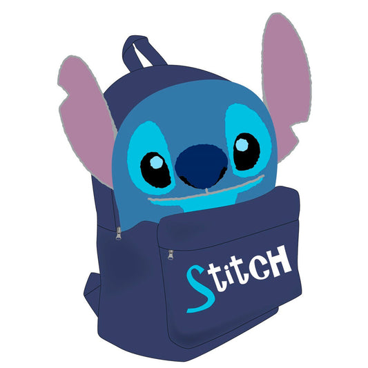 Mochila azul Disney Stitch con bolsillo frontal