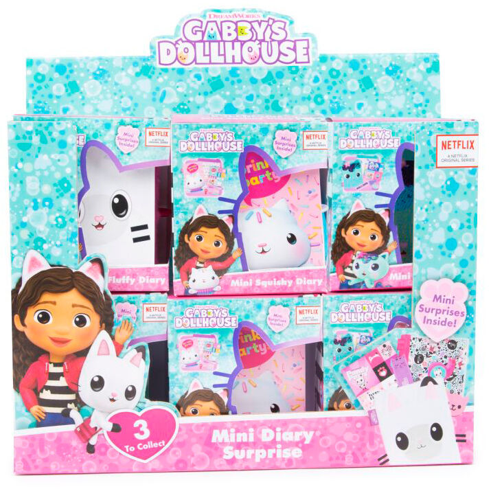 Mini diarios surtidos de Gabby's Dollhouse con diseños de Gabby y Fluffy