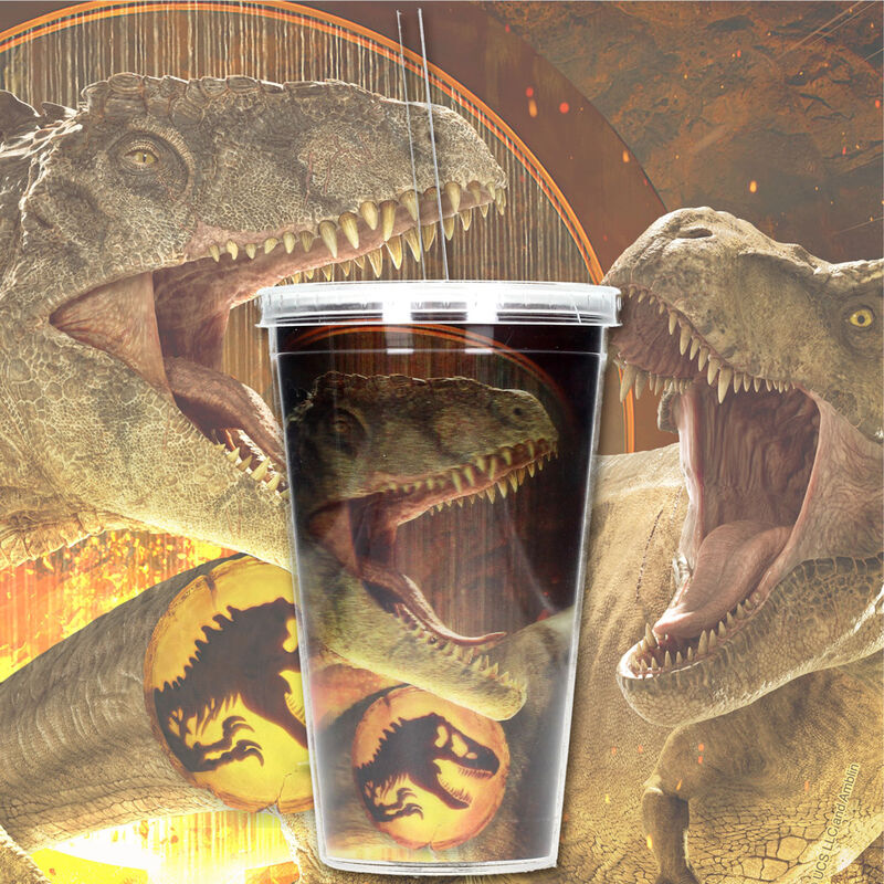 Vaso lenticular 3D de Jurassic Park Dominion con tapa y diseño de dinosaurios - 2