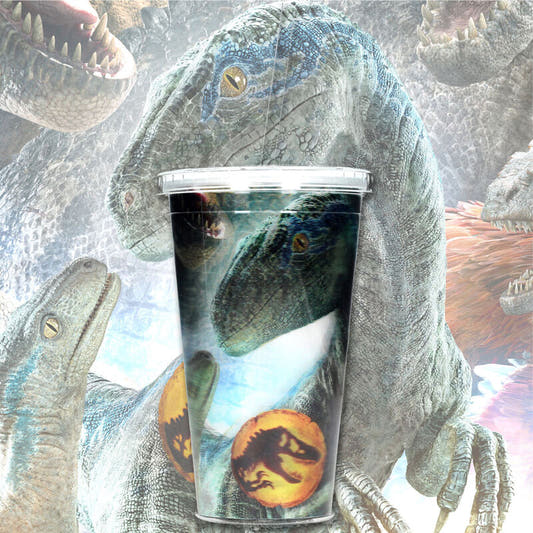 Vaso lenticular 3D de Jurassic Park con dinosaurio y tapa - 2