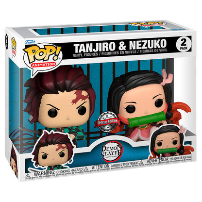Blíster Funko Pop! con las figuras de Tanjiro y Nezuko de Demon Slayer