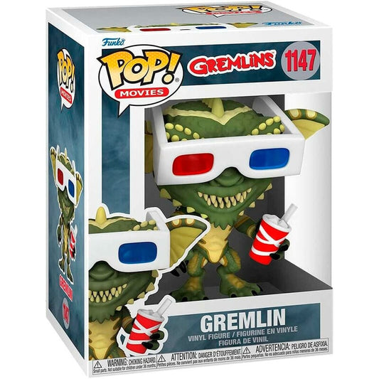 Figura Funko POP! Gremlin de Gremlins con gafas 3D y vaso a rayas