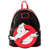 Mochila Loungefly Ghostbusters negra y roja con logo en relieve
