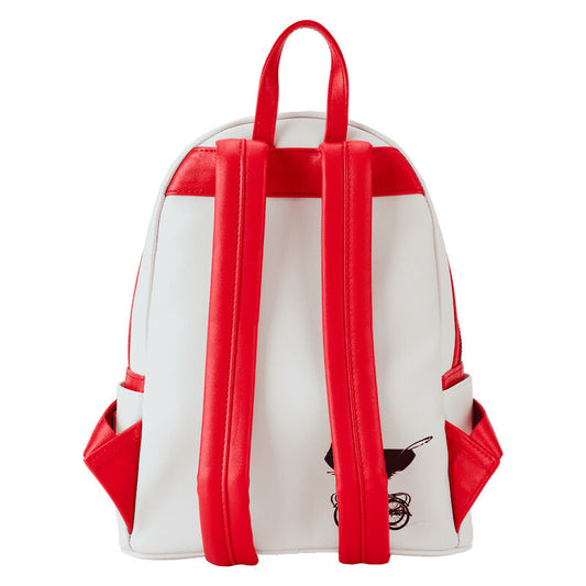 Mochila Cosplay Annabelle Loungefly blanca y roja con rosa en 3D - 4
