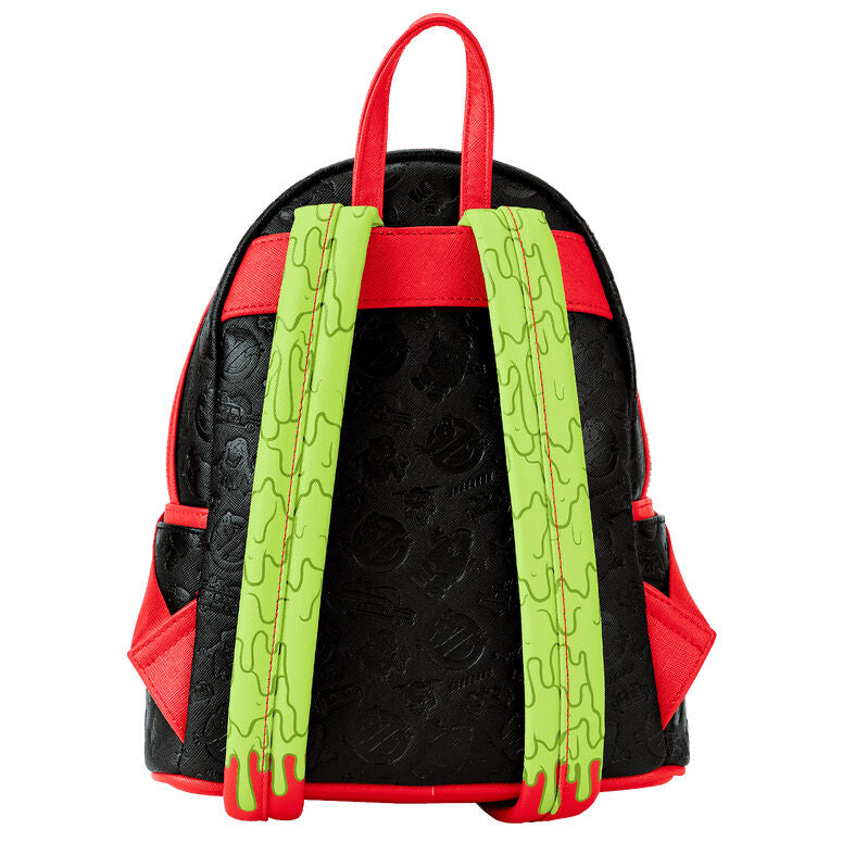 Mochila Loungefly Ghostbusters negra y roja con logo en relieve - 4