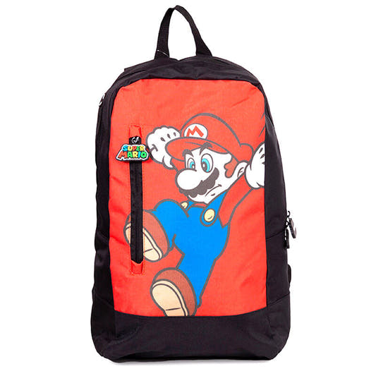 Mochila roja y negra de Super Mario Bros con Mario en el frontal - 2