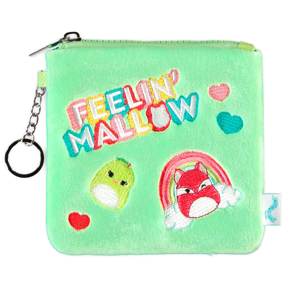 Cartera de peluche Squishmallows Mixed verde menta con bordado