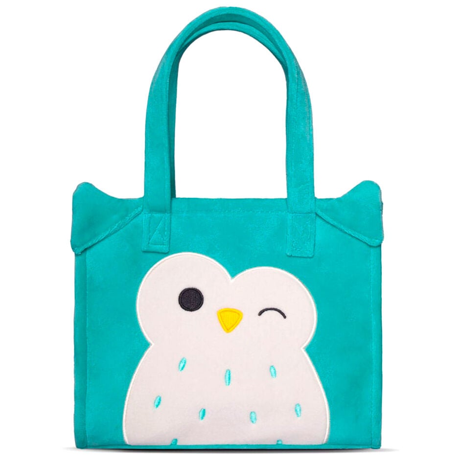 Bolso tote turquesa de peluche con diseño bordado de Winston de Squishmallows