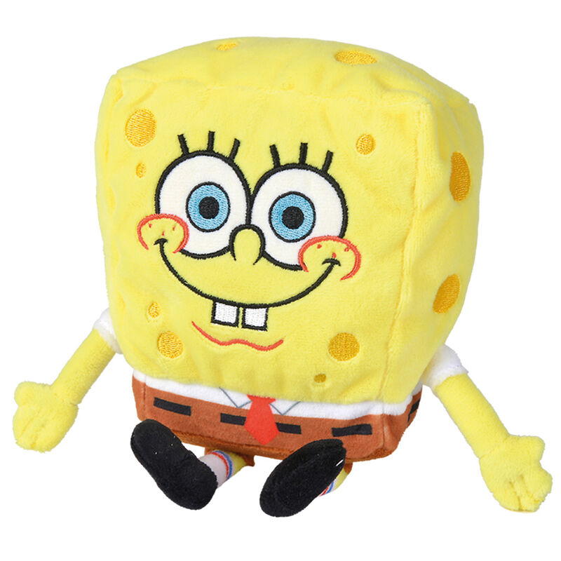 Peluche de Bob Esponja amarillo de 14 cm con su atuendo característico
