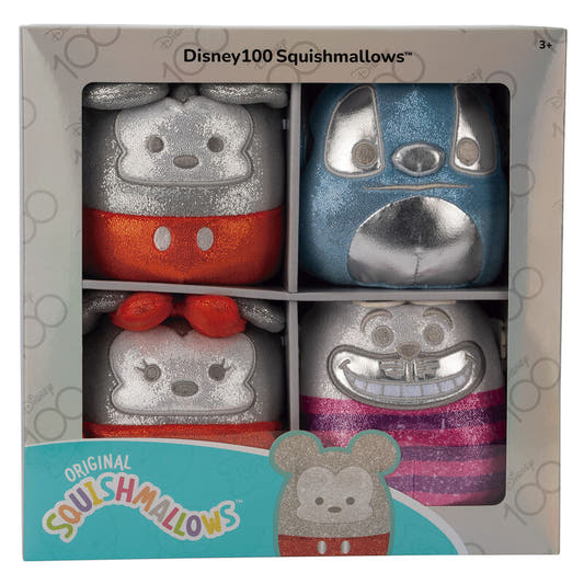 Blíster con cuatro peluches Disney Squishmallows de Stitch, Gato de Cheshire, Mickey y Minnie - 2