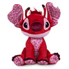Peluche Leroy Stitch Disney rojo con estampado floral rosa