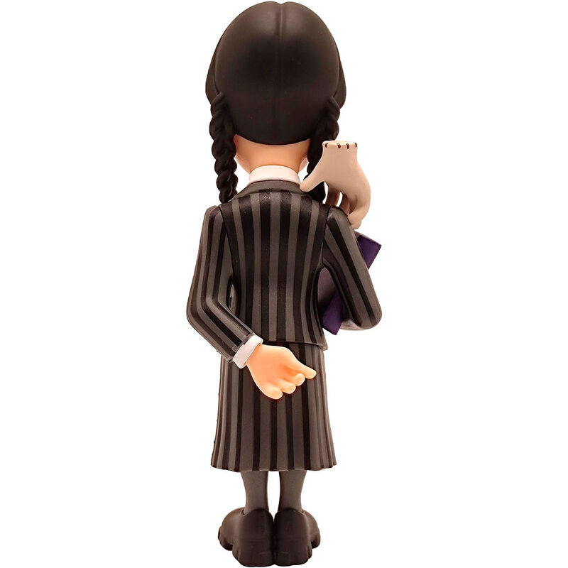 Figura MINIX de Wednesday con Cosa, trenzas, uniforme de rayas y libro - 5