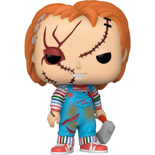 Figura Funko POP! de Chucky con peto azul y hacha