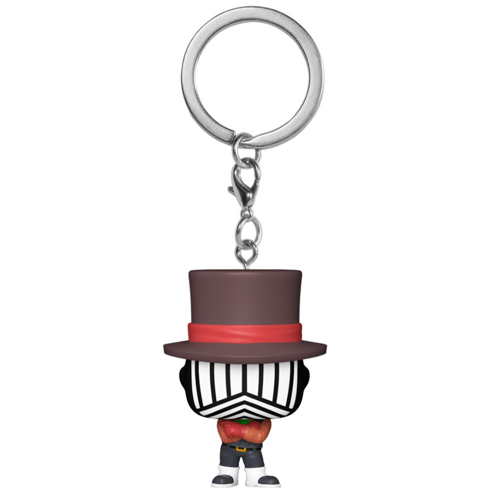 Llavero Funko Pocket Pop de Mr. Compress con sombrero de copa y máscara a rayas