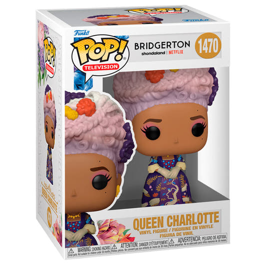 Figura Funko POP de Queen Charlotte con vestido morado y cabello decorado - 2