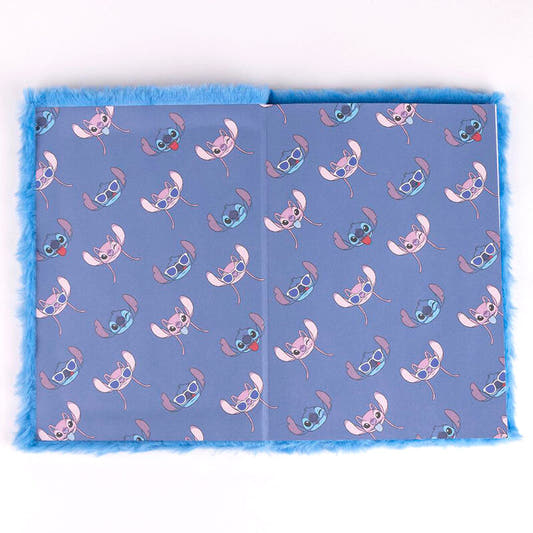 Cuaderno A5 azul de Stitch Disney con cubierta de textura peluda - 6