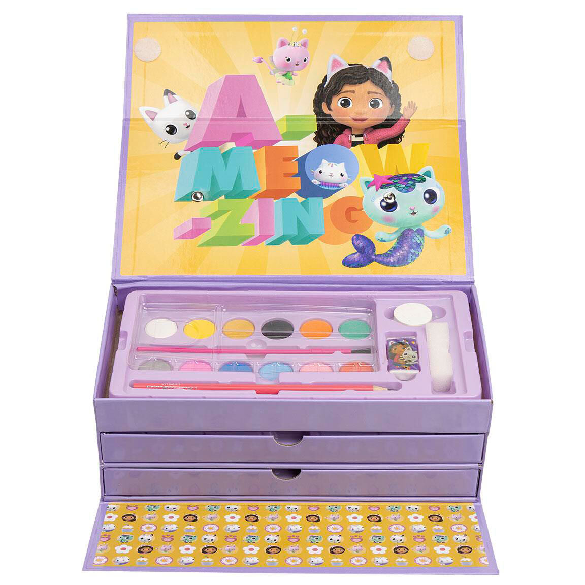 Maletín de papelería coloreable de Gabby's Dollhouse con bandejas y materiales de dibujo - 2