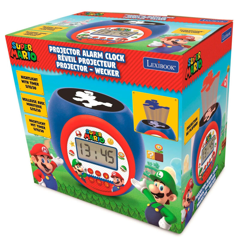 Reloj despertador proyector LEXIBOOK de Super Mario Bros
