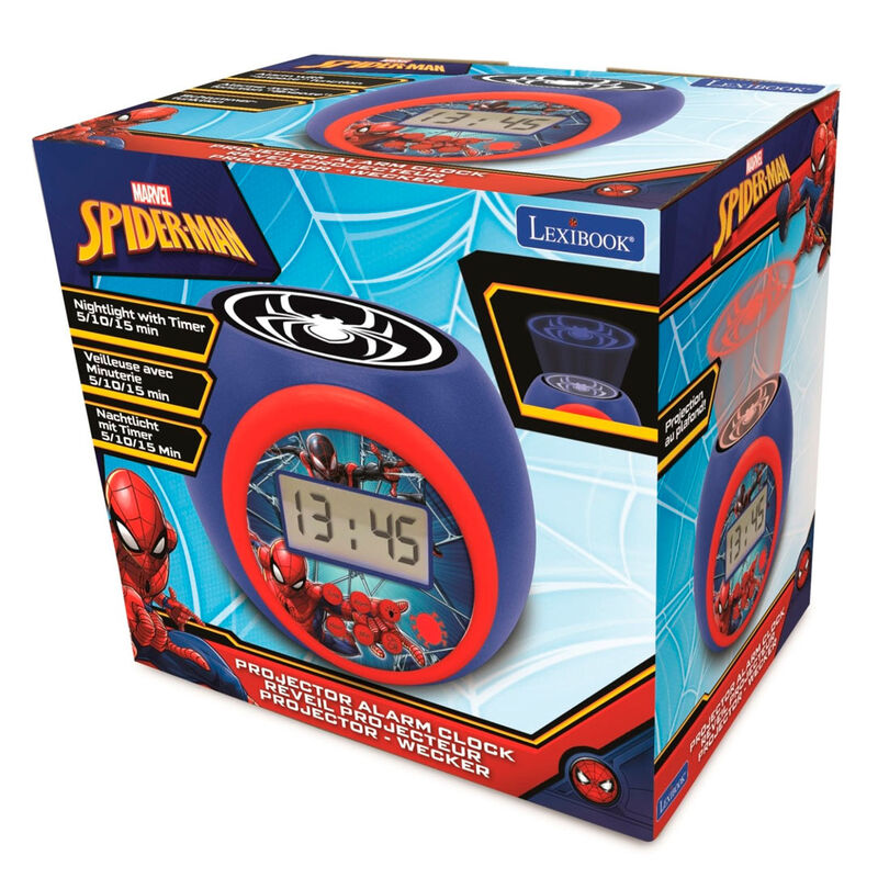 Reloj despertador Spiderman Marvel azul y rojo con proyector - 2