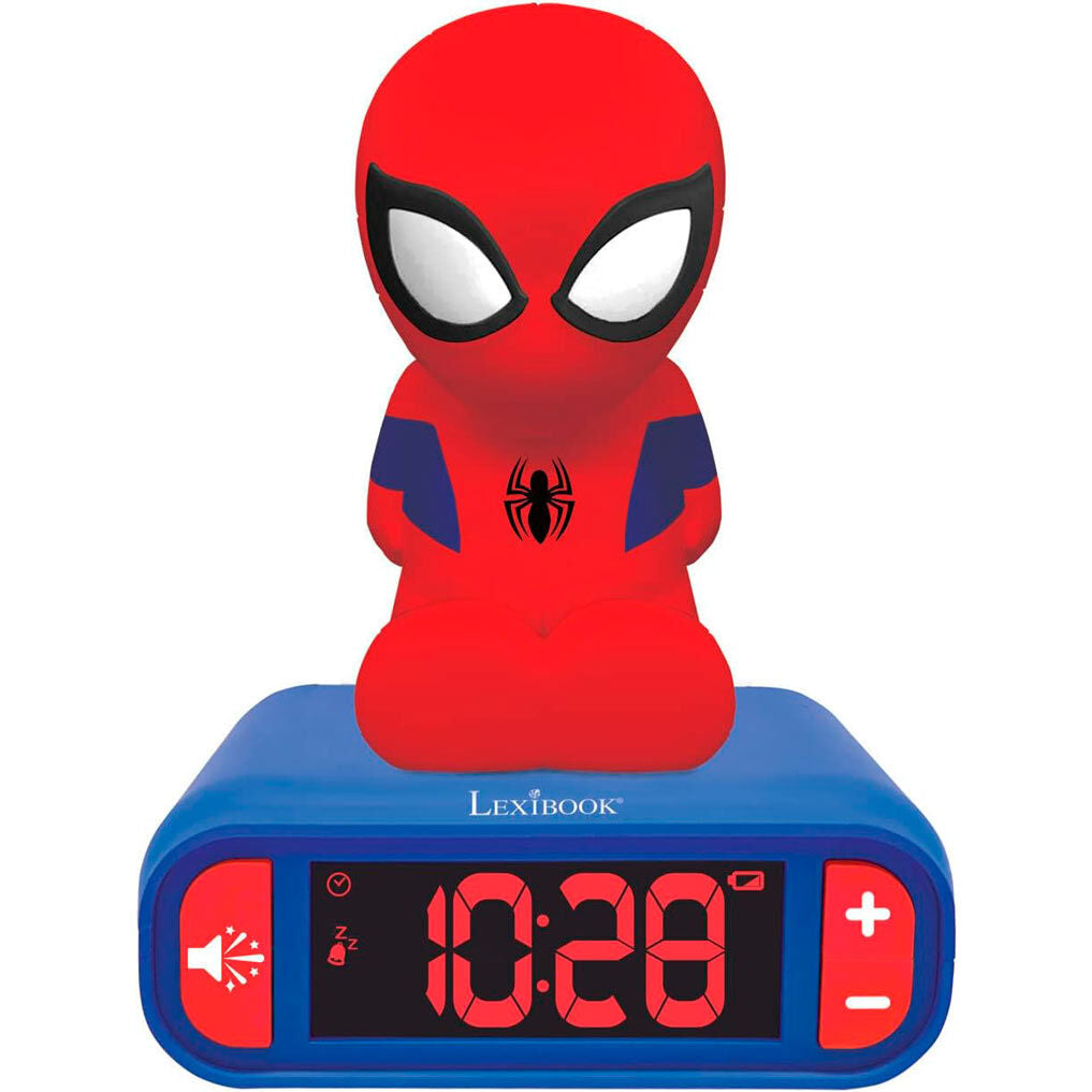 Despertador 3D digital de Spider-Man Marvel en rojo y azul