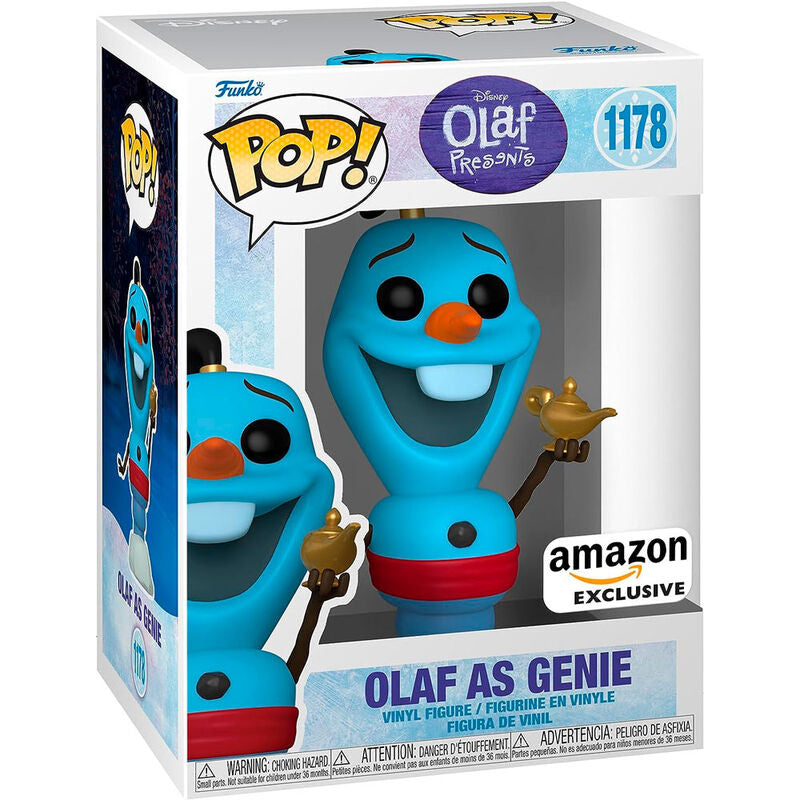 Figura Funko POP exclusiva de Olaf como genio con lámpara dorada - 2
